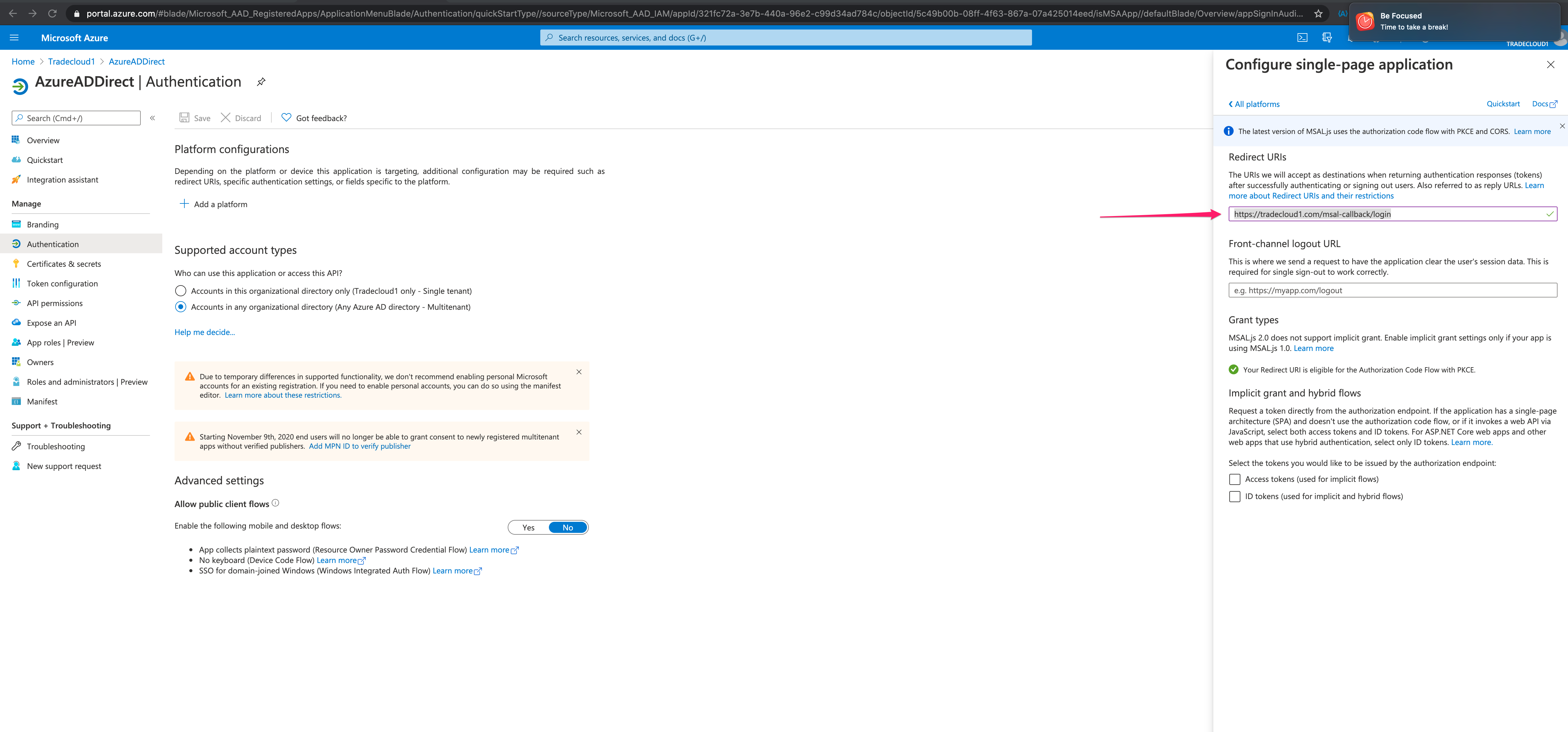 Redirect URI Configuration